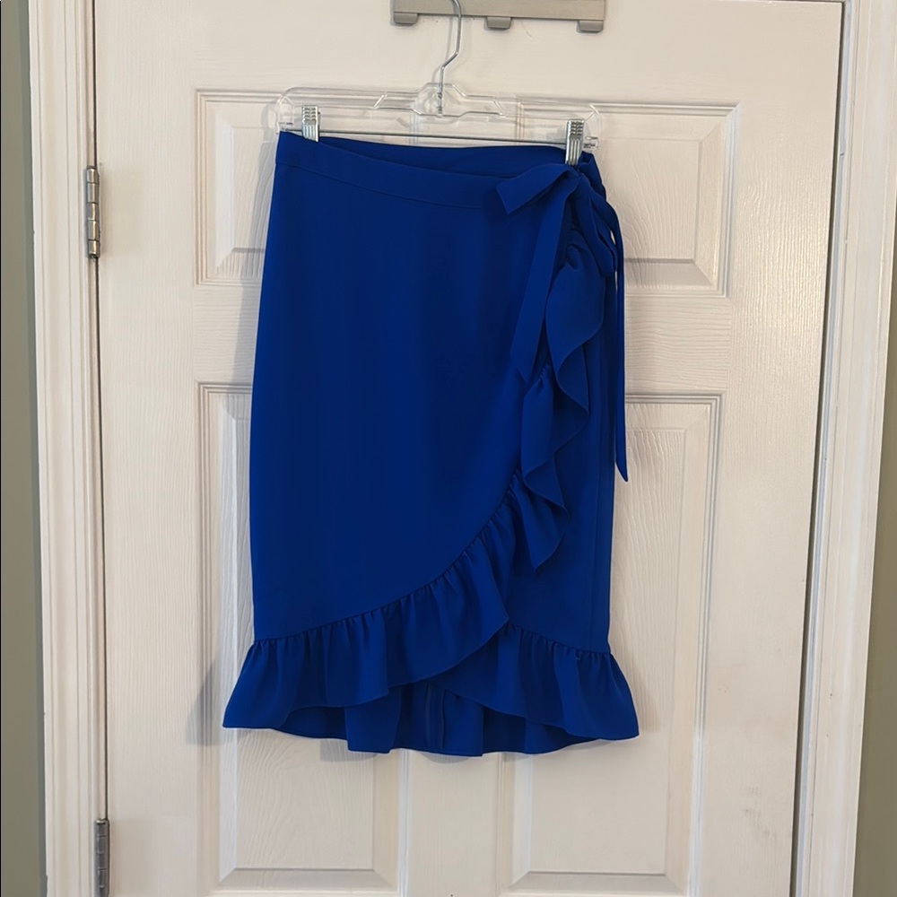 NWT Express Blue Ruffle Wrap Midi Skirt